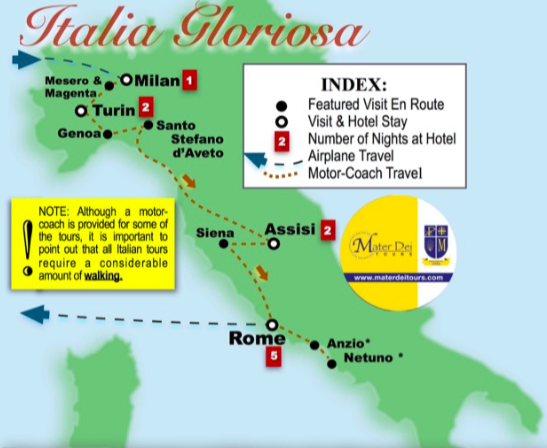 ITL OCT 2022 MAP ROUTE ITALIA GLORIOSA